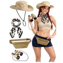 4pcs Adventure Costume Set For Women, Includes Waist Bag, Adventure Hat, Binoculars And Leopard Print Scarf, Adult Props - Multicolor - View 5