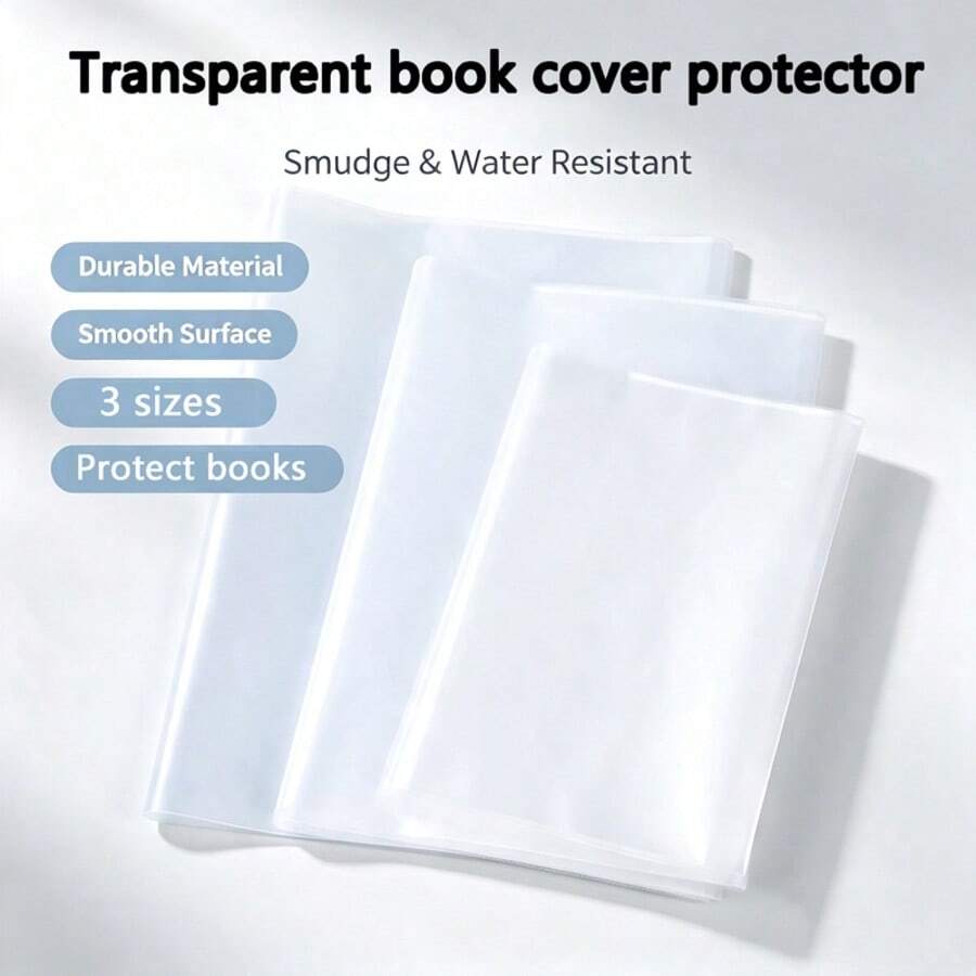 10pcs Back To School Transparent Book Covers Book Wraps Book Sleeves Book Protectors