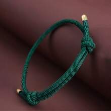 1 件女士简约编织手链，百搭多色友谊手链，学生日常配饰，节日礼物 - 綠色 - 查看 10