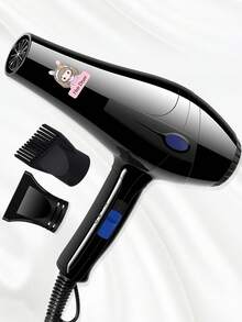 1 buah Pengering Rambut Bertenaga Tinggi, Motif Kelinci Perempuan dengan Transfer UV, Cangkang Nilon Tahan Lama, Kontrol Satu Sentuhan, Aliran Udara Kuat, Dilengkapi Sisir dan Aksesoris Sisir Lancip, Nozel Udara Ganda, Gaya Acak untuk Penggunaan di Rumah dan Salon, Colokan Dinding - Hitam - View 11