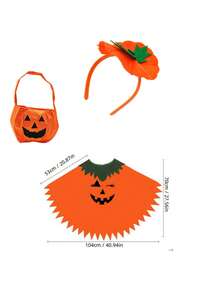 Halloween Pumpkin Costume, Adult Pumpkin Cape, Headpiece And Trick-Or-Treat Bag, Suitable For Halloween Role Play And Party "Trick Or Treat" Cute Outfit, Ideal Holiday Gift - Multicolor - View 16