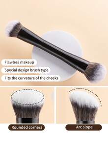 ronshadow 3pcs Dual-Ended Makeup Brushes, Large Round Blush Brush & Fan Contour Brush, Soft Bristles With Good Powder Pickup, Daily Commute Full Face Makeup Tool For Sculpted Contour - Multicolor - View 8