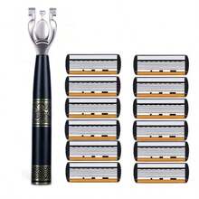Men's Manual Shaving Kit - Ultra-Sharp 6-Blade Head, Replaceable Blades, Ergonomic Handle Design, Essential For Precise And Smooth Shaving, Reusable Replacement Blades, Perfect Gift For Father's Day And Birthday (Gift Box Not Included) Halloween, Christmas - Multicolor - View 21
