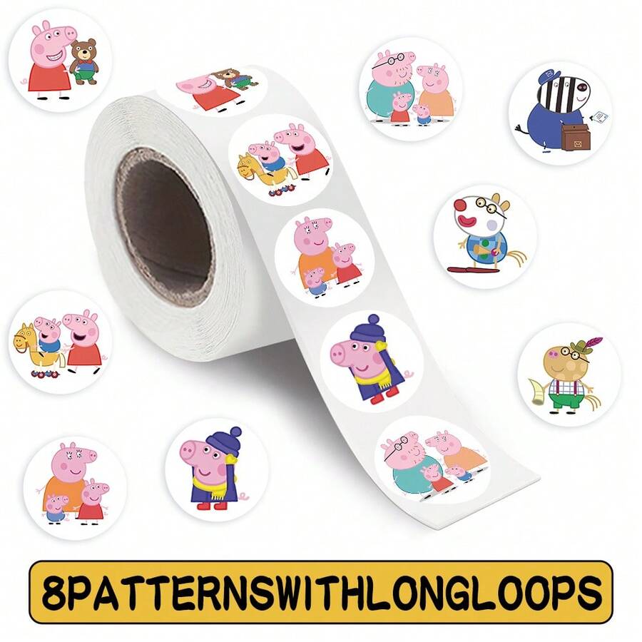 500 miếng/cuộn nhãn dán cuộn hình heo hoạt hình dễ thương, decal DIY cho hành lý, điện thoại, guitar, scrapbook, chống nước, quà tặng tiệc - Xem 1