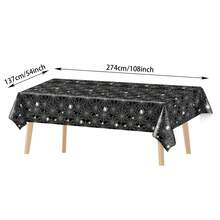 1/3pcs Black Spider Web Disposable Plastic Tablecloth, Halloween Tablecloth, Spider Web Tablecloth, Black Spider Web Tablecloth, Suitable For Halloween Party Decoration, Gift, Dining Table Decor, 54x108inch - Multicolor - View 5