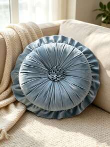 1pc/6pcs Solid Color Ruched Velvet Pumpkin Throw Pillow, Pleated Round Decorative Cushion, Soft Thickened Seat Pad, Floral Ruched Design, Elastic Filling For Pressure Relief, Suitable For Sofa, Windowsill, Bedroom Indoor Home Decor - Multicolor - View 14