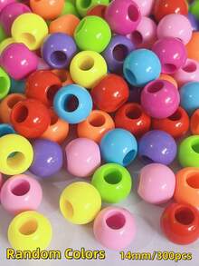 50pcs Acrylic Large Hole Round Solid Color Beads DIY Bracelet Necklace Phone Chain Pendant Tassel Dreamcatcher Jewelry Accessories - Multicolor - View 21