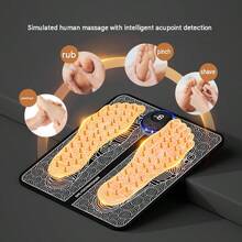EMS Foot Massager Pad With USB Charging, Portable Muscle Stimulator For Feet And Legs, Smart Controller With 6 Modes - Black - View 2