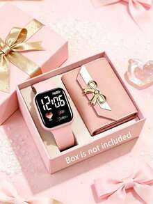 Casual Fashion Square LED Electronic Watch And Wallet Set, Couple's Gift, Holiday Present, Versatile For Daily Wear - Multicolor - View 2