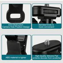 Phone Fill Light Clip, Universal 1/4" Interface Small Clamp, Multi-Function Extension Strong Clip, ABS Material, Suitable For Fill Light, Microphone, Computer Light - Black - View 6