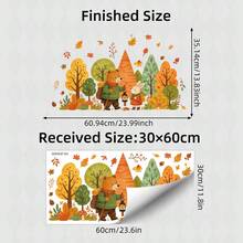 1/4sheet Fall Thanksgiving Glass Sticker, Maple Leaf Pumpkin Decals, Removable Stickers For Home Window Kids Bedroom Autumn Harvest Party Decor - Multicolor - View 13