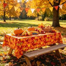 Tablecloth, 1 Pack Of 4/1 Autumn Tablecloth With Maple Leaves, Plastic Tablecloth With Autumn Leaves, Disposable Party Tablecloth, Rectangular For Thanksgiving, Suitable For Harvest Festival Parties, Country Kitchen Decor, 54 X 108 Inches - Multicolor - View 3