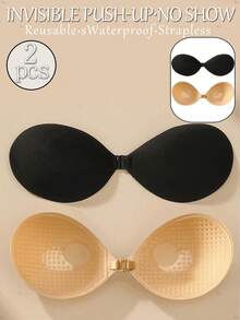 2pcs Reusable Silicone Adhesive Push-Up Bra, Strapless Invisible Self-Adhesive Nipple Covers, Suitable For Backless Evening Gowns - Multicolor - View 11