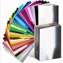 28 Sheets Multicolor Premium Elegant Metallic Glossy Cardstock - A4/A5 Size Random Colors 250g PET Metallic Reflective Decorative Paper, Suitable For Fashion Design, Events And Handmade Crafts - High-End Mirror Effect, Durable Cardstock, Reflective Surface - 28 Sheets Of Glossy Cardstock In Assorted Colors - View 1