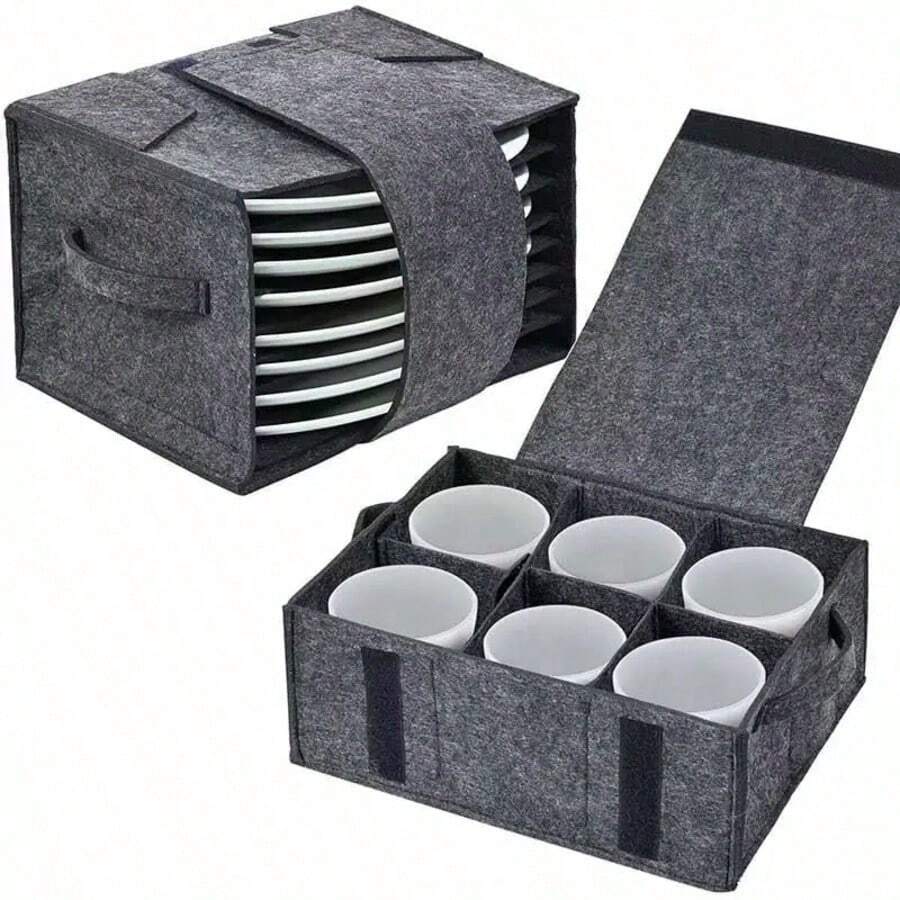 Felt Storage Bag, Suitable For Plates, Cups, Handbags, Plates, Cups, Pottery Storage, Suitable For RV Camping Kitchen Storage, Suitable For RV Camping Vehicle Kitchen Small Tools - Multicolor - View 1