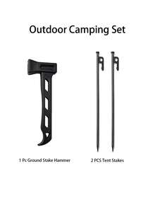 1 Set Heavy Duty Steel Tent Stakes & Hammer Kit, Multi-Function Camping Stake Puller Hammer, Suitable For Outdoor Tents, Tarps, Awnings And Beach Camping - Multicolor - View 12