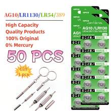 AG10 LR1130 Alkaline Button Coin Battery 80mAh 1.5V, Replacement Cell For Watch Calculator Small Gadgets, With Screwdriver Gift - AG10LR1130 - View 14