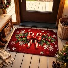 1pc Kitchen Floor Mat, Soft Faux Cashmere Material, Christmas Atmosphere, Holiday Style, Non-Slip And Dirt-Resistant, Suitable For Kitchen, Entrance, Bathroom Door, Home Decor Floor Mat, Multi-Scene Use Non-Slip Mat, Room Decoration, Holiday Gift - Multicolor - View 4