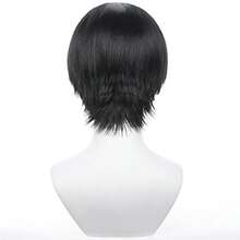 AAnime Black Short Straight Costume Wig Bowl-Cut Hairstyle Adult Hair For Men Halloween, Cosplay Con, Christmas Famliy Party - Black 2 - View 5