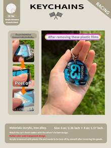 F1 Keychain Racing Keychain Racing Sports Keychain RUS ANT VER LEC NOR PIA SAI ALB 2D Flat Double-Sided Car Keychain Packaging Decoration Backpack And Interior Decor - Number + Helmet - View 13