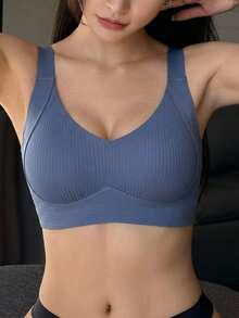 DAZY Full Coverage Adjustable Bra, Wirefree Lift & Support For Big Bust, Minimizes Underboob, Plus Size - Blue - View 5