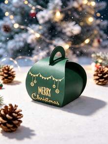 10pcs Festive Christmas Favor Boxes, Cute Curved Paper Gift Packaging With Bowknot Closure And Metallic Gold Lettering, Easy Assembly Holiday Boxes For Stocking Fillers, Winter Parties, Seasonal Giveaways And Family Celebrations - 5.5X5.5X6.5cm - View 8