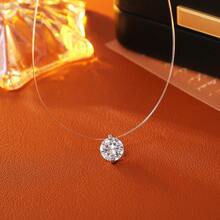1pc High-End Invisible Fishing Line Fashion Collarbone Chain Minimalist Luxury Necklace - Silver - View 2