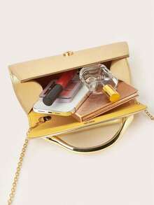 REMANLAND Tas Clutch Wanita Besar Elegan dari Bahan PU dengan Rantai yang Dapat Dilepas, Cocok untuk Pernikahan, Pesta, Perjamuan, dan Acara Lainnya, Kencan Malam - Emas - View 7
