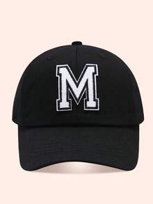 1件字母棒球帽，男女童遮陽帽，適合戶外與日常使用 - 大白標-黑色布帽 - 查看 70