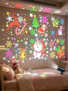 1pc Christmas Projection Light, USB Powered Christmas Projector, Landscape Decorative Light, LED Light, Decorative Atmosphere Light, Christmas Light, Holiday Decoration, Christmas Decoration, Suitable For: Party, Christmas, Gathering, Bedroom, Living Room, Outdoor - Multi-color light - View 10