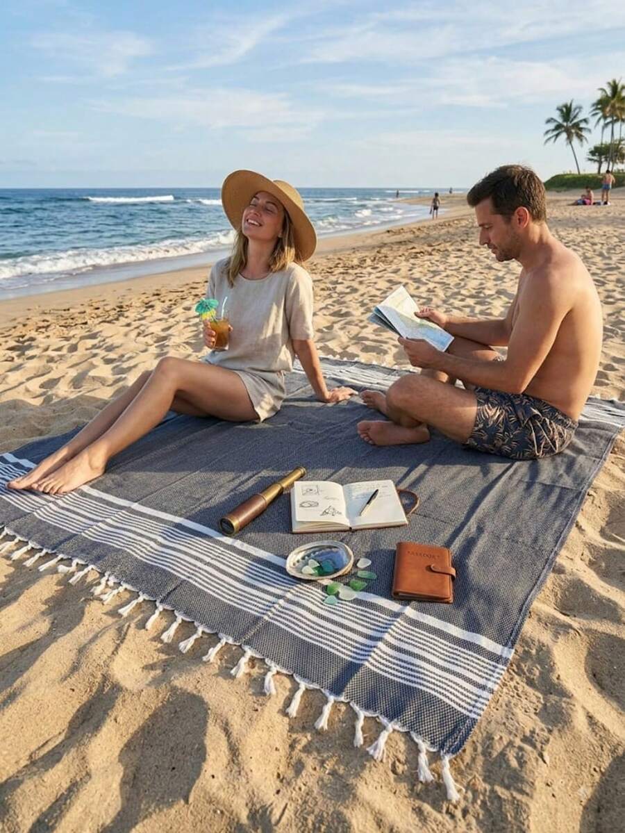 منشفة بيشتمل كبيرة الحجم، منشفة بيشتمل 180 * 180 سم، منشفة بيشتمل قطنية - الأسود - مشاهدة 1