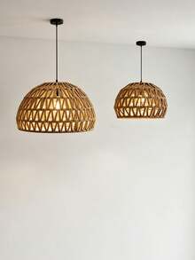 1pc Hand-Woven Paper Rope Lampshade - Bohemian Style, Vintage Country Style, Suitable For E26/E27 Screw Base, Easy To Install. Suitable For Autumn Home Decor, Bedroom Decor, Living Room Decor, Home Lighting, Bedroom LED Light, Ceiling Light Shade, Floor Lamp Shade, Table Lamp Shade, / Christmas Home Decor, Halloween Decor, Cafe And Restaurant Lighting. (Note: Light Bulb And Cord Not Included, This Set Only Includes The Lampshade.) - Semicircle - View 3