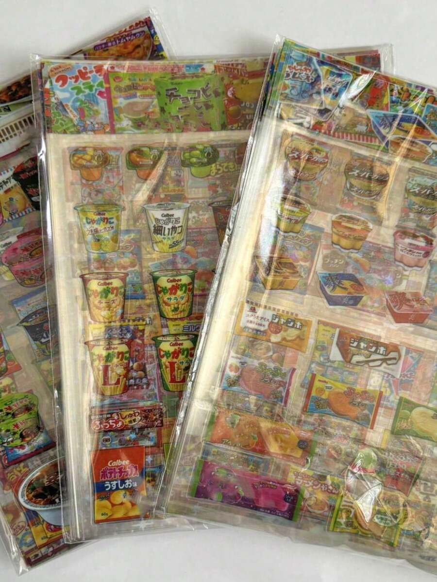 2/30pcs Snack Cutting Stickers, Japanese Retro Showa Style Cute Cartoon Glossy Stickers, Scrapbook Planner DIY Material Stickers