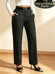 Women's Casual Commute Solid Color Blazer Tapered Pants [No Belt] - Black - View 1