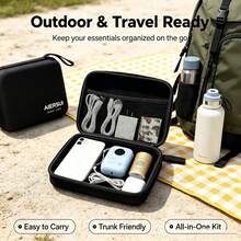 Hard Shell EVA Travel Electronic Organizer Bag With Inner Mesh Pocket, Portable Shockproof Carry Case, Fit For Smartphone, USB Charging Cables, - Black - View 10