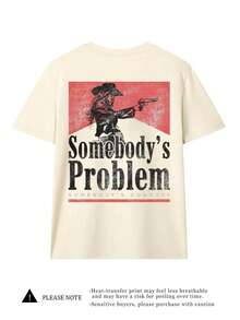 Somebody's Problem 復古 90 年代鄉村風 T 恤 西部鄉村音樂愛好者圖案女款夏季休閒圓領短袖 T 恤 - 淺杏色 - 查看 3