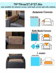 1pc Thickened Plush Striped Sofa Cushion, Machine Washable & Hand Washable, Scratch-Resistant, Pet-Friendly, Soft & Delicate Texture, Furniture Protector Cover For Living Room & Bedroom, Suitable For 1-Seater, 2-Seater, 3-Seater, 4-Seater Sofas - Brown - View 13
