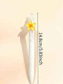 6/1pc 0.5mm Black Ink Pen With A Plumeria Flower Design, Smooth Writing, Creative Stationery Set, Perfect For Everyday Office Use Or As A Gift, Stylish Pen Set Made Of Durable Lightweight Plastic, Multi-Pack, A Back-To-School Essential - A - View 4