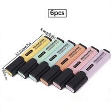 6/12pcs Macaron Color Highlighters, Colorful Note Highlighters, Suitable For Journals, Notebooks, School And Office Supplies, Back To School Season - Multicolor - View 9