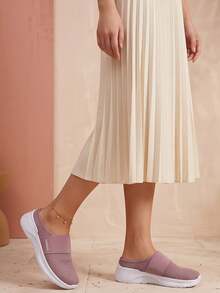 Women's Summer Mesh Half-Slip-On Slouchy Shoes, Slip-On Backless Casual Shoes, Breathable Soft Sole Comfortable Wear Mule Slippers - Pink - View 3