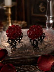 1pc Gothic Romantic Rose Open Adjustable Ring, Suitable For Holiday Party Wear, Halloween - Multicolor - View 4