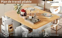 Kitchen Island Made Of Wood With 2 Doors And 6 Drawers With Storage On Wheels Black For Kitchen - White - View 6