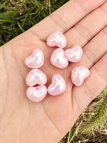 13mm Aurora AB Heart-Shaped Acrylic Beads, Large Hole Spacer Beads, Suitable For DIY Bracelets, Phone Charms, Keychains And Jewelry Making Materials - Multicolor - View 7