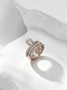1pc Creative Fashion Personalized Micro-Inlaid Zirconia Triple Ring Brooch Ring For Women Daily Wear - Brooch Ring - View 42