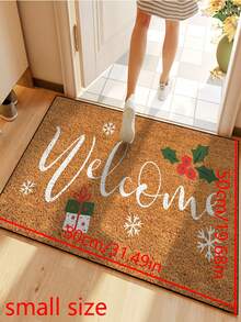 1pc Funny Welcome Christmas Pattern Welcome Doormat, Harvest Season Pattern Minimalist Style Short Plush Quick-Dry Non-Slip Machine Washable Entrance Mat, Suitable For Kitchen, Bathroom, Dining Room, Hallway Entryway, Party, Gathering, Holiday, All Season, Yard Home, Christmas Season, Party Supplies - Burnt Orange - View 10
