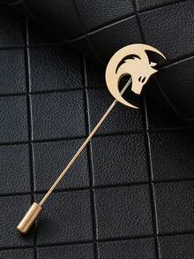 Minimalist Metal Animal Shaped Bar Brooch, Polished Silver & Gold Hollow Design, Multiple Personalized Totem Options. Suit & Coat Decorative Pin, Business Casual Outfit Accessory, Niche Exquisite Men's Lapel Pin, Unique & Stylish Gift - Brooch - View 12
