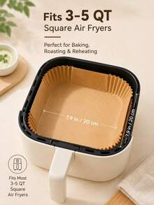 500pcs 8-Inch Square Air Fryer Paper Liners With 1 Stainless Steel Clip, Disposable Non-Stick Oil-Resistant Baking Paper Liners, Suitable For 3-5 Quart Air Fryers, Baking, Roasting, Heating And Easy Cleaning - Multicolor - View 5