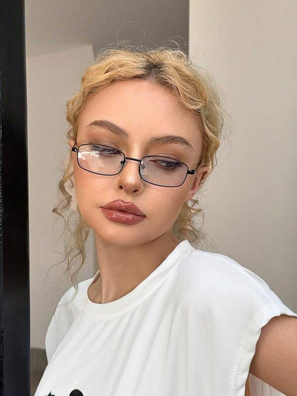 1 Pair Y2K Retro Small Frame Black Glasses, Unisex, Japanese Metal Material, Full Frame Design, Decorative Glasses, Music Festival, Back To School, Autumn, Winter Gift, Suitable For Music Festival And Back To School Season