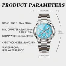 1PC Men's Stainless Steel Casual Date Chronograph Quartz Watch, Fashion Men's Waterproof Luminous Pointer Watch, For Daily Wear, Holiday/Birthday Gift - Multicolor - View 9