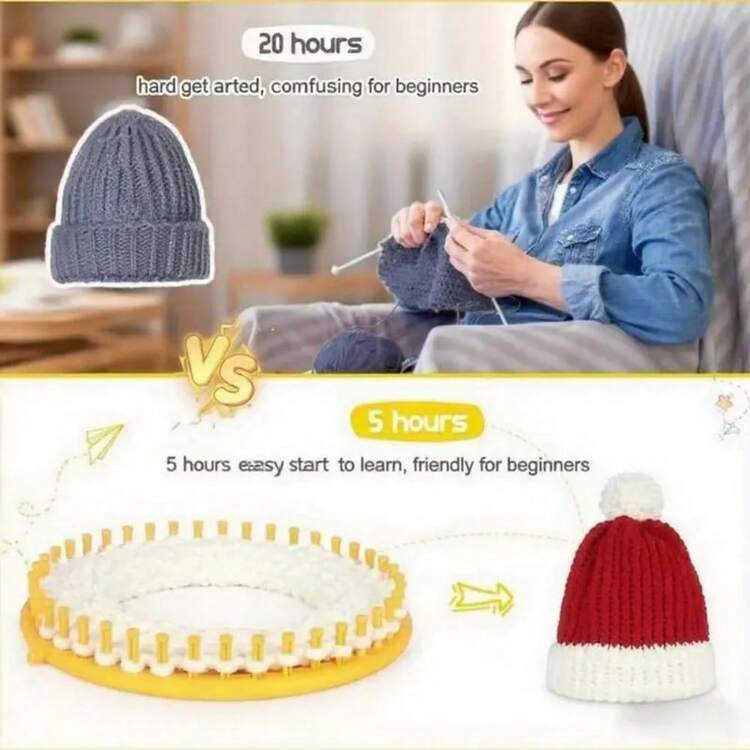 1/4PCS Round Knitting Machine Set - Plastic Knitting Machine Craft Kit, Hat Scarf Sweater Knitting Yarn Tools, Convenient For Beginners, Used For Shawls, Socks, Scarf Knitting Tools, Crochet Knitting, Yarn Crafts And DIY Handmade - One Size - View 4